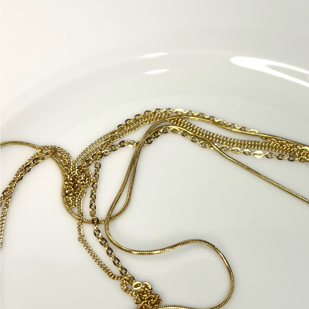 18k over stainless steel dainty evil eye hand layer necklace set - Picture 6 of 6